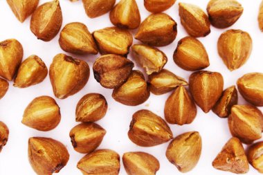 karabuğday tanecikleri beyaz arkaplanda izole edilmiş..