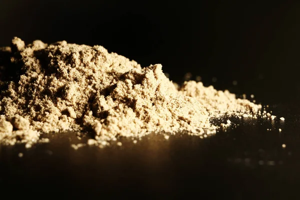 Cocoa Powder Dark Background Close — Stock Photo, Image