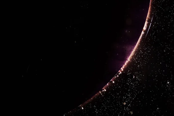 З нафти, води і барвника, в результаті чого утворився простір поверхні зоряних лінз планети Ліцензійні Стокові Зображення