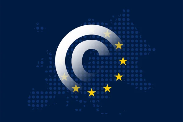 Upphovsrätt Det Digitala Inre Marknaden Konceptet Europeiska Unionens Flagga — Stock vektor