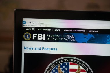 Bratislava, Slovakya, 3 Temmuz 2018: Federal Bureau of Investigation web sayfasında dizüstü bilgisayar monitörü