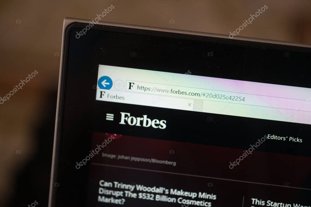 Bratislava, Slovakia, July 3, 2018: Forbes web page on laptop screen