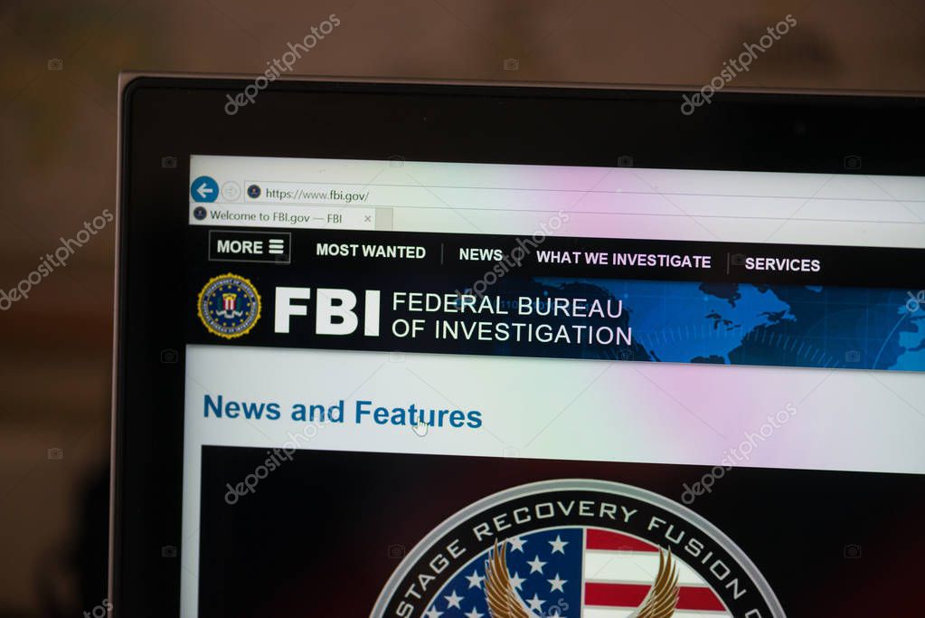 Bratislava, Slovakia, July 3, 2018: Federal Bureau of Investigation web page on laptop screen