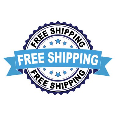 Ücretsiz nakliye konsepti ile mavi siyah lastik damgası