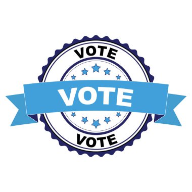 Mavi siyah lastik damgası oy konsepti ile