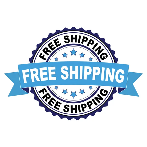 Ücretsiz nakliye konsepti ile mavi siyah lastik damgası