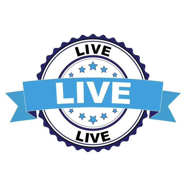 Timbro Gomma Nero Blu Con Concetto Live — Vettoriale Stock
