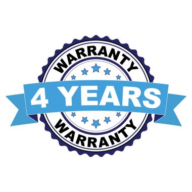 Mavi siyah lastik damga 4 yıl garanti kavramı ile