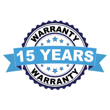 Mavi siyah lastik damga 15years garanti kavramı ile