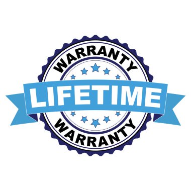 Mavi siyah lastik damgası ömür boyu garanti kavramı ile