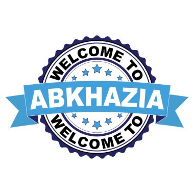 Abhazya mavi siyah lastik damgası illüstrasyon vektör beyaz arka plan üzerinde hoş geldiniz