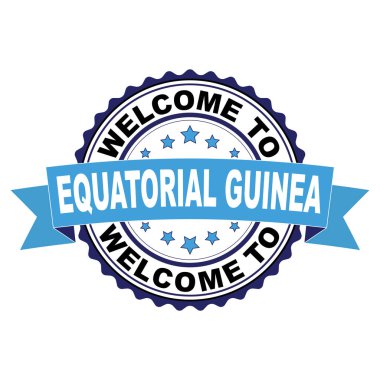 Ekvator Ginesi mavi siyah lastik damgası illüstrasyon vektör beyaz arka plan üzerinde hoş geldiniz