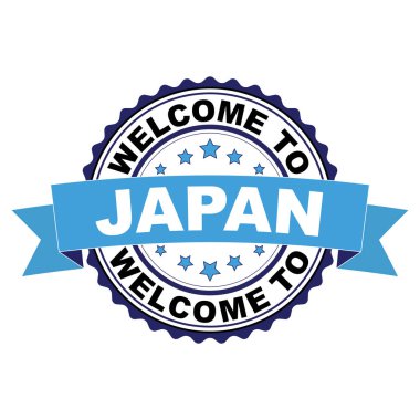 Mavi siyah lastik damgası illüstrasyon vektör beyaz zemin üzerine Japonya hoş geldiniz