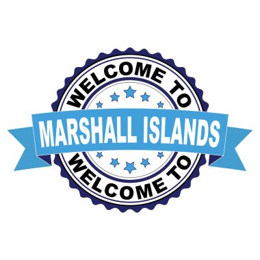 Marshall Adaları mavi siyah lastik damgası illüstrasyon vektör beyaz arka plan üzerinde hoş geldiniz
