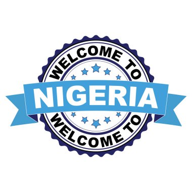 Nijerya mavi siyah lastik damgası illüstrasyon vektör beyaz arka plan üzerinde hoş geldiniz