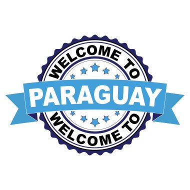 Paraguay mavi siyah lastik damgası illüstrasyon vektör beyaz arka plan üzerinde hoş geldiniz