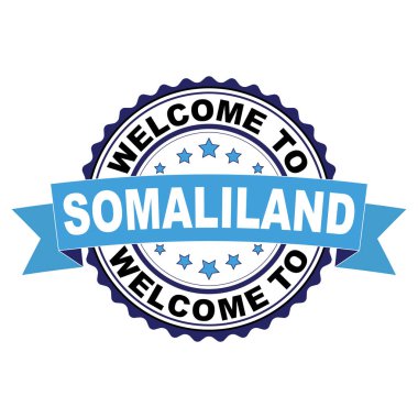 Somaliland mavi siyah lastik damgası illüstrasyon vektör beyaz arka plan üzerinde hoş geldiniz