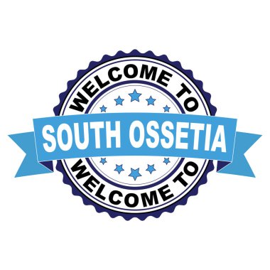 Güney Osetya mavi siyah lastik damgası illüstrasyon vektör beyaz arka plan üzerinde hoş geldiniz