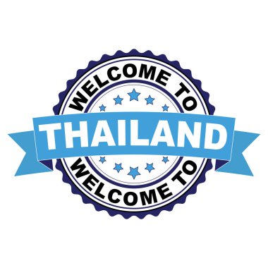 Tayland mavi siyah lastik damgası illüstrasyon vektör beyaz arka plan üzerinde hoş geldiniz