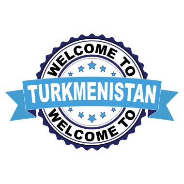 Türkmenistan mavi siyah lastik damgası illüstrasyon vektör beyaz arka plan üzerinde hoş geldiniz
