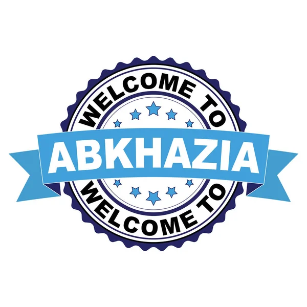 Abhazya mavi siyah lastik damgası illüstrasyon vektör beyaz arka plan üzerinde hoş geldiniz