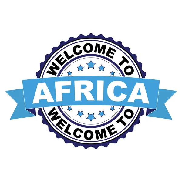 Afrika mavi siyah lastik damgası illüstrasyon vektör beyaz arka plan üzerinde hoş geldiniz