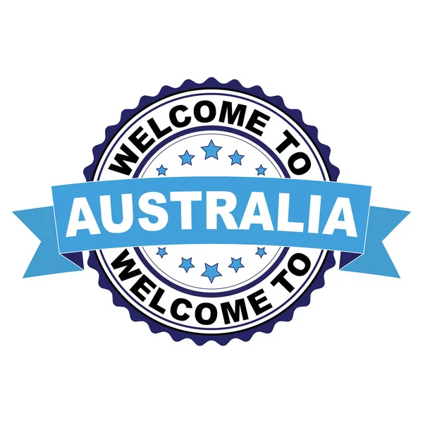Avustralya mavi siyah lastik damgası illüstrasyon vektör beyaz arka plan üzerinde hoş geldiniz