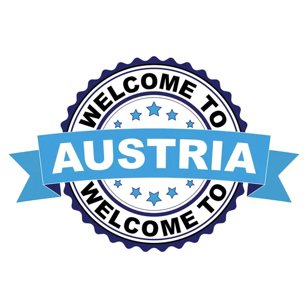 Avusturya mavi siyah lastik damgası illüstrasyon vektör beyaz arka plan üzerinde hoş geldiniz