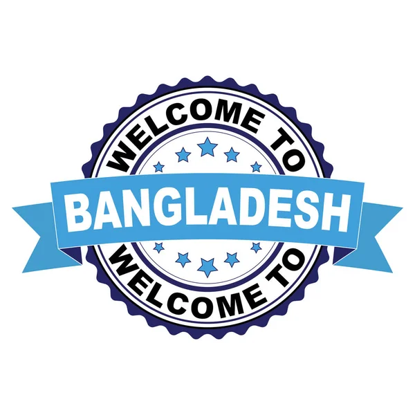 Witamy Bangladeszu Niebieski Czarny Stempel Wektor Ilustracja Białym Tle — Wektor stockowy