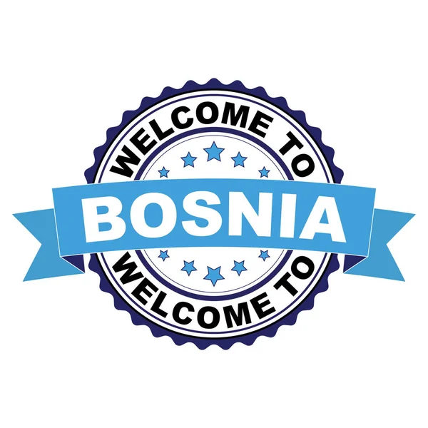 Bosna Mavi Siyah Lastik Damgası Illüstrasyon Vektör Beyaz Arka Plan — Stok Vektör