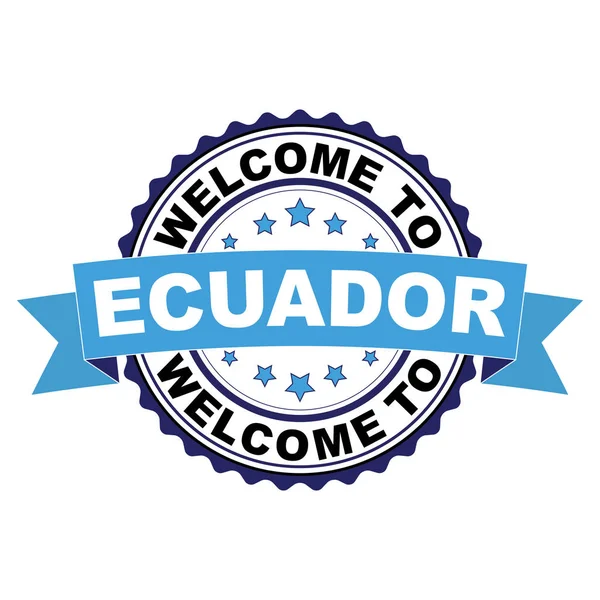 Bem Vindo Equador Azul Borracha Preta Carimbo Ilustração Vetor Fundo — Vetor de Stock