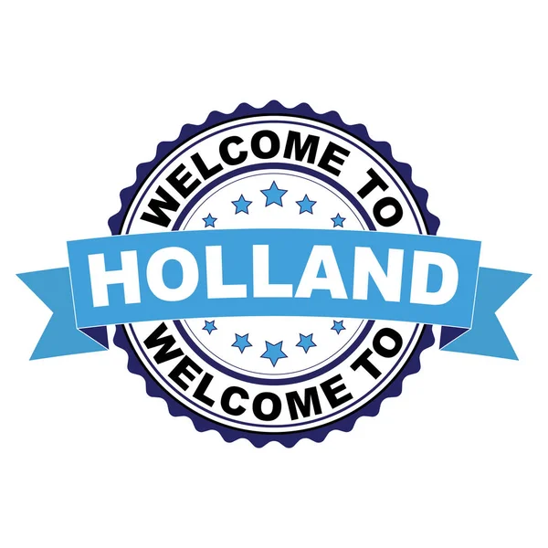 Holland Mavi Siyah Lastik Damgası Illüstrasyon Vektör Beyaz Arka Plan — Stok Vektör