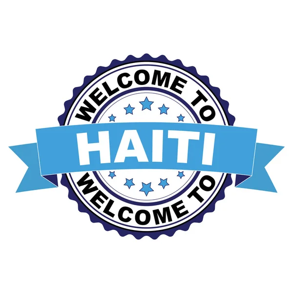 Haiti mavi siyah lastik damgası illüstrasyon vektör beyaz arka plan üzerinde hoş geldiniz