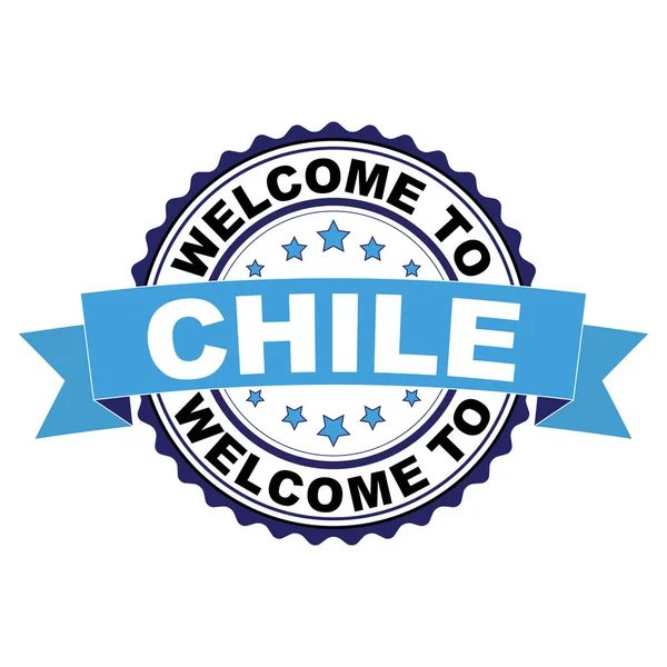 Şili mavi siyah lastik damgası illüstrasyon vektör beyaz arka plan üzerinde hoş geldiniz