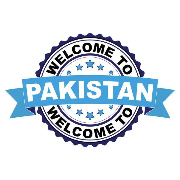 Pakistan mavi siyah lastik damgası illüstrasyon vektör beyaz arka plan üzerinde hoş geldiniz