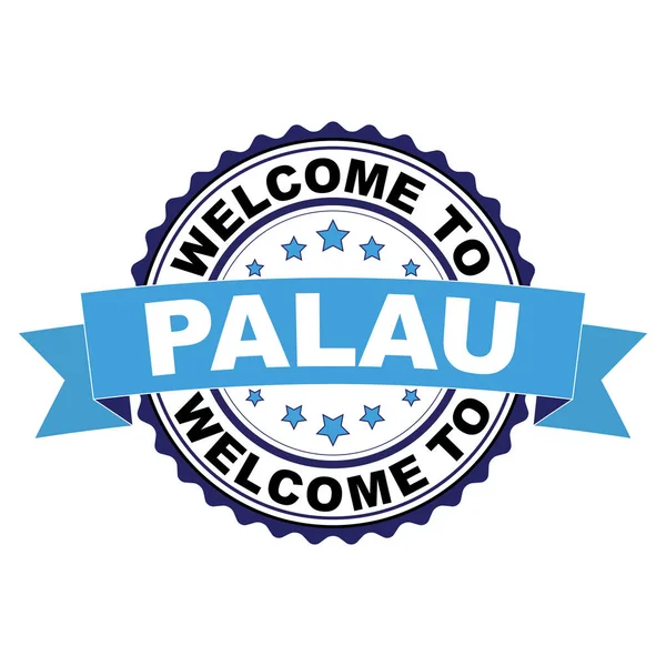 Palau mavi siyah lastik damgası illüstrasyon vektör beyaz arka plan üzerinde hoş geldiniz