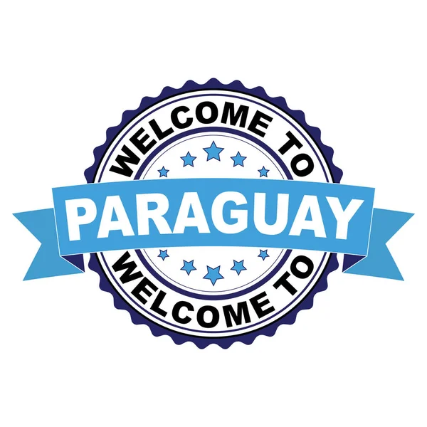 Paraguay mavi siyah lastik damgası illüstrasyon vektör beyaz arka plan üzerinde hoş geldiniz