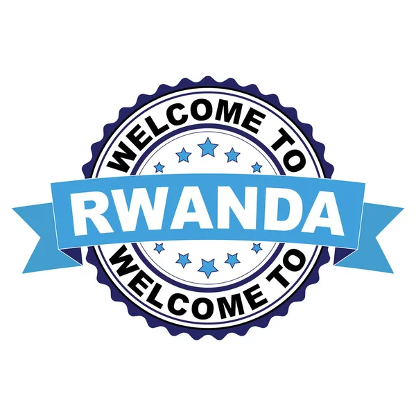 Ruanda mavi siyah lastik damgası illüstrasyon vektör beyaz arka plan üzerinde hoş geldiniz