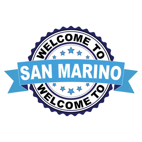 Добро Пожаловать San Marino Blue Black Rubber Stamp Illustration Vector — стоковый вектор