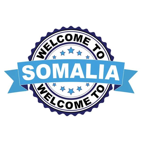 Somali mavi siyah lastik damgası illüstrasyon vektör beyaz arka plan üzerinde hoş geldiniz