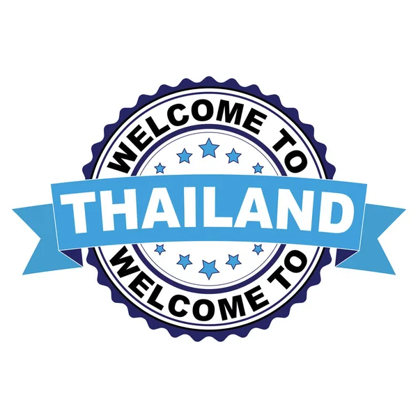 Tayland mavi siyah lastik damgası illüstrasyon vektör beyaz arka plan üzerinde hoş geldiniz