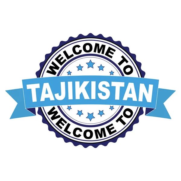 Tacikistan mavi siyah lastik damgası illüstrasyon vektör beyaz arka plan üzerinde hoş geldiniz