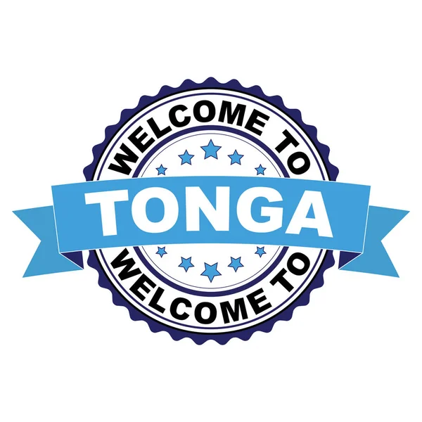 Tonga mavi siyah lastik damgası illüstrasyon vektör beyaz arka plan üzerinde hoş geldiniz