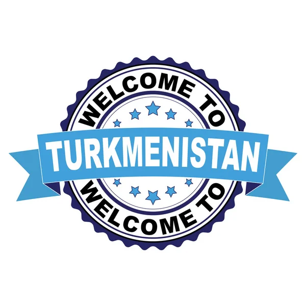Türkmenistan mavi siyah lastik damgası illüstrasyon vektör beyaz arka plan üzerinde hoş geldiniz