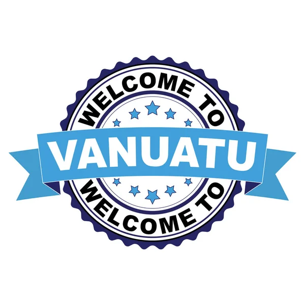 Добро Пожаловать Вануату Синий Черный Резиновый Вектор Рисунка Печати Белом — стоковый вектор