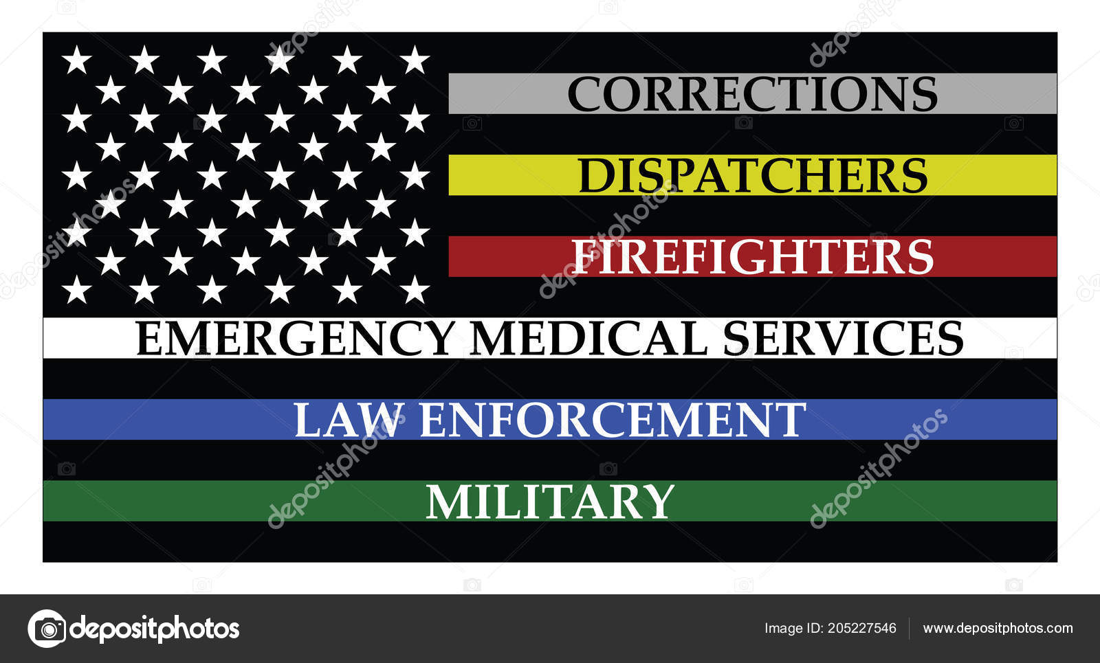 Pictures That Represent America United States America Flag Colored Lines Represent Corrections Dispatchers Firefigters Stock Vector C Pe3check 205227546