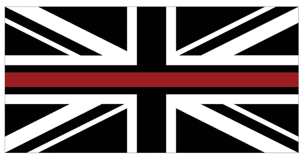 Bandeira Preta Reino Unido Com Linha Fina Vermelha Que Representa — Vetor de Stock