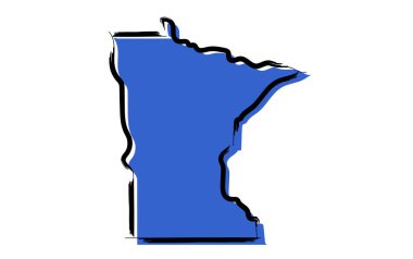 Minnesota stilize mavi eskiz Haritası