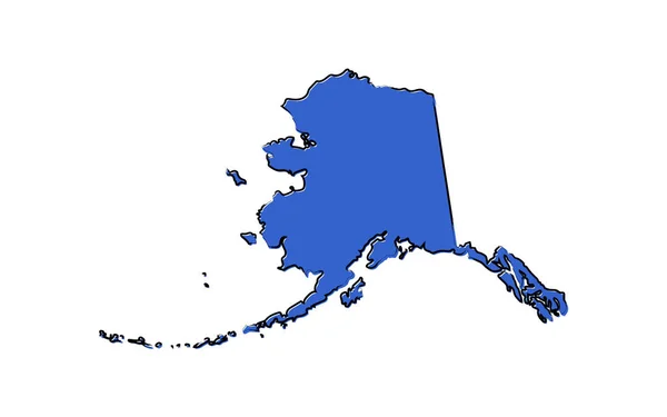 Stylized Blue Sketch Map Alaska — Stock Vector