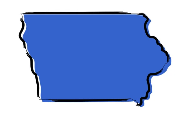 Gestileerde Blauwe Schema Van Iowa — Stockvector